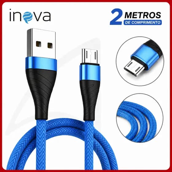 Cabo Carregador V8 Carga Rápida 2 Metros Android Reforçado Micro USB Original A'Gold