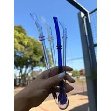 Bomba de Chimarrão de Vidro Curvada Reutilizável – Design Elegante e Higiênico
