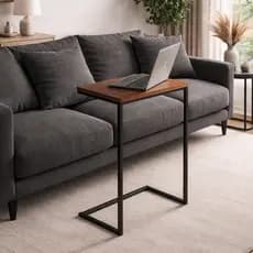 Mesa Lateral para Sofá 70cm Estilo Industrial Moderna Mesa de Apoio Elegante e Decorativa para Sala