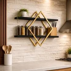 Nicho Industrial de Parede Rubi Moderno Com 2 Prateleiras Nicho Desing Decorativo