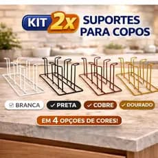 Kit Com 2 Suportes Porta 6 Copos Mesa Cozinha Casa Útil Promoção Organização