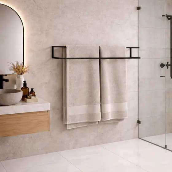 Porta Toalhas Duplo 60cm Reforçado Suporte para Parede Multiuso Premium Organizador de Banheiro