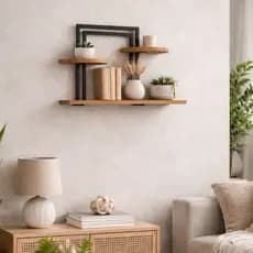 Nicho Decorativo Industrial Moderno Modelo Bali Nicho De Parede com Praleteira Sala Quarto Hall