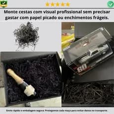 Palha Decorativa Colorida P/ Cestas Presentes Enfeite Preto 120 gramas