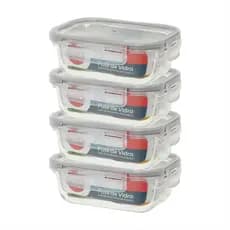 Pote Hermético De Vidro 395ml -marmita -micro-ondas -kit C/4 Peças - Dolce Home