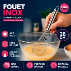 Batedor Fouet Profissional De Ovos E Massas Cabo Reforçado Utensilio De Cozinha
