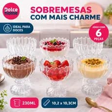 Conjunto Taças Sobremesa De Vidro 230 ml Para Sobremesa – 6 Peças Elegantes