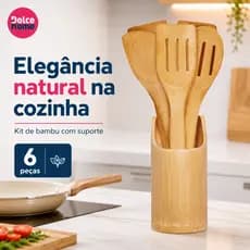 Conjunto De 6 Utensílios Para Cozinhar De Bambu Ecologico