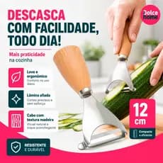 Descascador de legumes e frutas Wood inox e cabo Plástico Textura Madeira