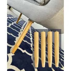kit 4 Pés Palito em Madeira Para Racks, Poltronas, Puff, Mesas Kit com 4 Pés e Chapas