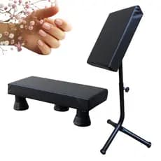 Kit Suporte Tripé Apoio das Pernas + Apoio de Mão e Punho Manicure e Pedicure Preto Rosa e Branco