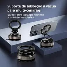 Suporte Magnético Veicular Peining PEI-PH43 Articulado 360° Universal Fixação Forte Dobramento Triplo Acabamento premium