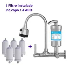Torneira Filtro 100% Metal Parede 1/4 Volta C70 2167 + 5 Refil