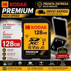 Cartão de Memória Kodak SD 32GB 64GB 128GB SDXC UHS-I 100MB/s C10 U3 V30 4K UHD Full HD para GoPro