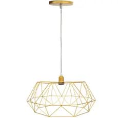 Pendente Aramado Estádio Grande Cabo Cristal 2M Luminária Lustre Teto Moderno Retrô Dourado
