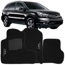 Tapete Carpete Crv 2007 à 2011 Preto Logo Bordado Jogo 3 Peças Personalizado Automotivo