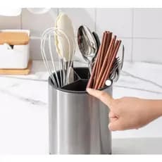 Escorredor Porta Talheres Inox Giratório 360° Organizador de Cozinha Bancada