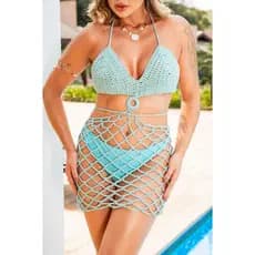 Vestido em Crochê - Saida de Praia Artesanal - Modelo Telada Com Top - Vestido Nice