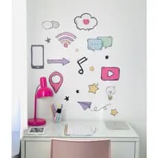 Adesivos de parede Teen, Rede Social Decoração Quarto Menina TikTok