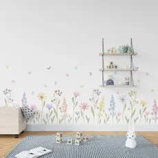 Adesivos Jardim Florido com Borboletas Aquarela SEM FUNDO Quarto Infantil Parede florida
