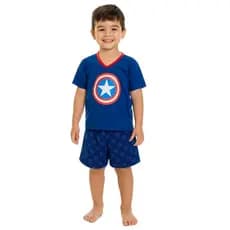 Pijama Infantil Menino Manga curta e short Super Homem Heroi Conjunto Menino de Dormir Criança