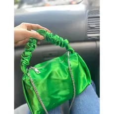 Bolsa Festa Tecido Cetim Importada alça corrente transversal