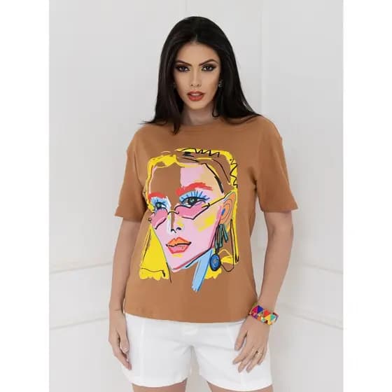 CAMISETA FEMININO OVERSIZA COM EFEITO DE LAVAGEM ESTA Ts-92