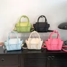 Bolsa Tote Transversal Alça Regulável Sólida Asa de Lichia Versátil Cores Macaron