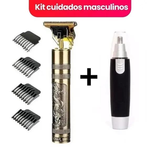 KIT cuidados masculinos - Barbeador e aparador de pelos Maquina cortar cabelo dragão Jorge