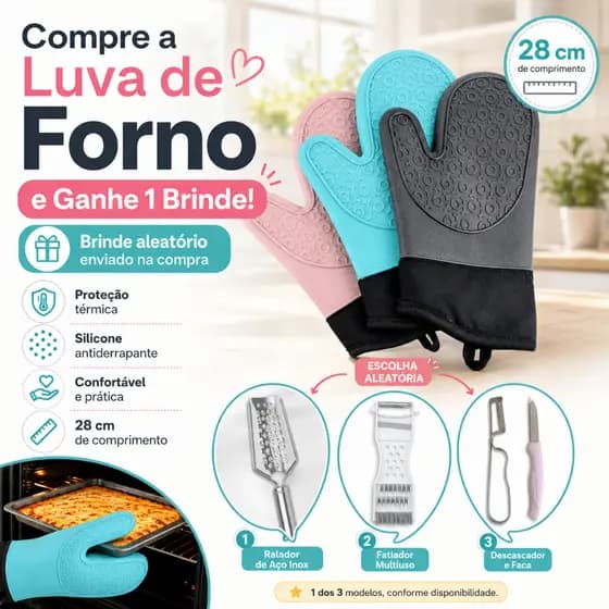 Luva Térmica De Cozinha Forno Fogão Siliconado Manga Curta - 28cm - Unidade