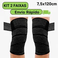 KIT COM 2 UNIDADES - FAIXA DE COMPRESSÃO ELÁSTICA - 7,5cm x 120cm - Joelho/Tornozelo/Panturrilha TOP