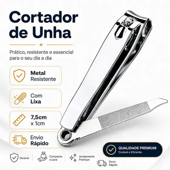 Cortador De Unha Grande Com Lixa Aço inox Manicure Pedicure