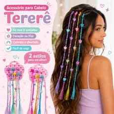 Presilhas Kit c/6 Tererê Infantil Cabelo Colorido com Pedrass Coração ou Flor Festa e Dia a Dia Kids
