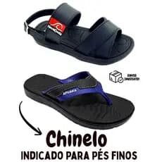 Kit 2 Pares sandalia Masculino Papete Nova Onda + Chinelo  Detalhe Infantil Menino Dedo Lado APuana