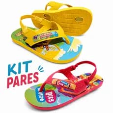 KIT 2 Pares Chinelo Baby Menina  Elastico Traseiro Macio Confortável