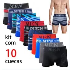 Kit 10 Cuecas Boxer Adulto CORES E/OU ESTAMPA SORTIDAS/ALEATÓRIA BELLUS