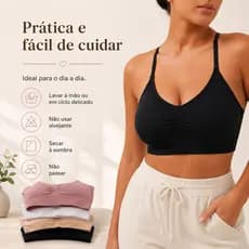 Kit com 3 Sutiã Top Básico de Alcinha Regulável CORES E/OU ESTAMPA SORTIDAS/ALEATÓRIA