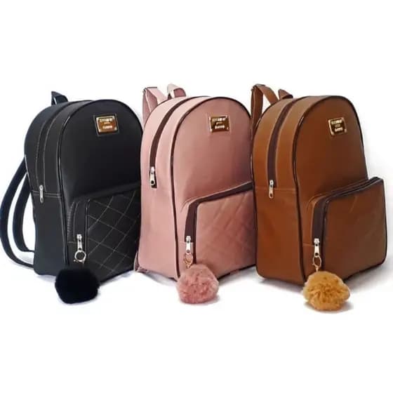 kit com 2 Bolsa Mochila feminina de Couro Sintetico. MODA PREMIUM Bolsas femininas de moda SEM POMPOM BELLUS