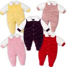 Kit 4 Pçs Macacão Plush Bebe Veludo Pelo Na Gola Macio Menina Menino