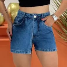 Short Saia Jeans Feminina Cintura Alta Estilosa Moderna Confortável