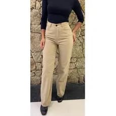 Calça Feminina Off White Wide Leg Pantalona Cintura Alta Casual Conforto Estilosa