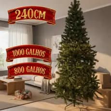 Árvore De Natal Pinheiro Grande Luxo 240cm 1000 Galhos Verde