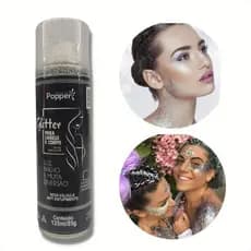 Glitter Spray Brilho Dourado Prateado Removível Para Cabelo Roupas e Pele  Festa Carnava Bloquinhos