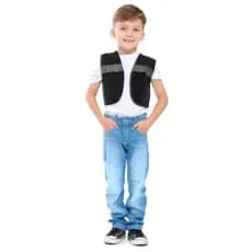 Colete Cowboy Festa Junina Infantil Preto Com Franjas Decorativas