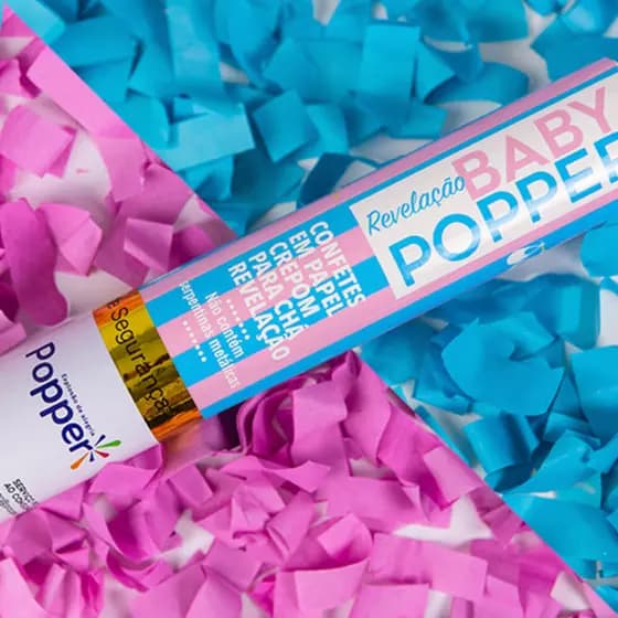 Lança Confete Chá Revelação Papel Crepom Azul Ou Rosa 30Cm