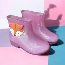 Galocha Infantil Menina Personagem Bota Feminina Confortável Macia Botinha Kids Raposa Borboleta Glitter