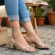 Sandália Feminina Dedo Salto Bloco Grosso Baixo Conforto Sandália Casual Dia A Dia Moda