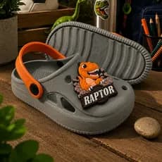 Sandália Infantil Menino Raptor Babuche Injetado Personagem Dinossauro Confortável Macio Antiderrapante