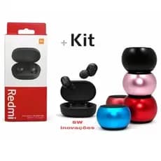 Kit Fone de Ouvido Bluetooth Sem Fio + Caixa de Som M3  Portátil Mini Speaker TWS Android iOS