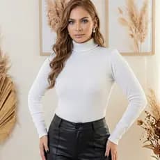 Blusa Cacharrel Feminina Elastano Gola Alta - Outono Inverno - veste 36 ao 44